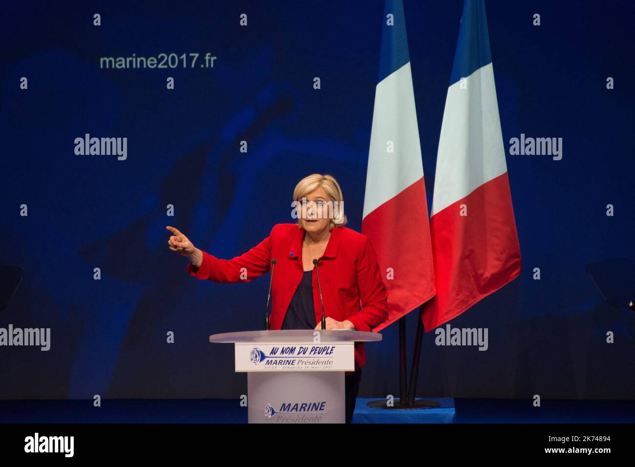 Meeting of Marice Le Pen in Lille (North of France), candidate of the