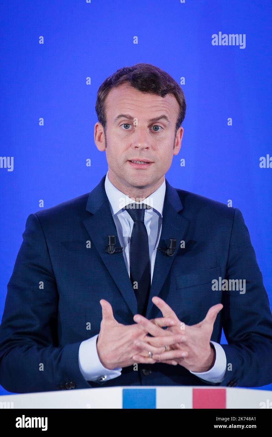 PRESS CONFERENCE OF EMMANUEL MACRON, MARKET APPLICANT FOR PRESIDENTIAL ...