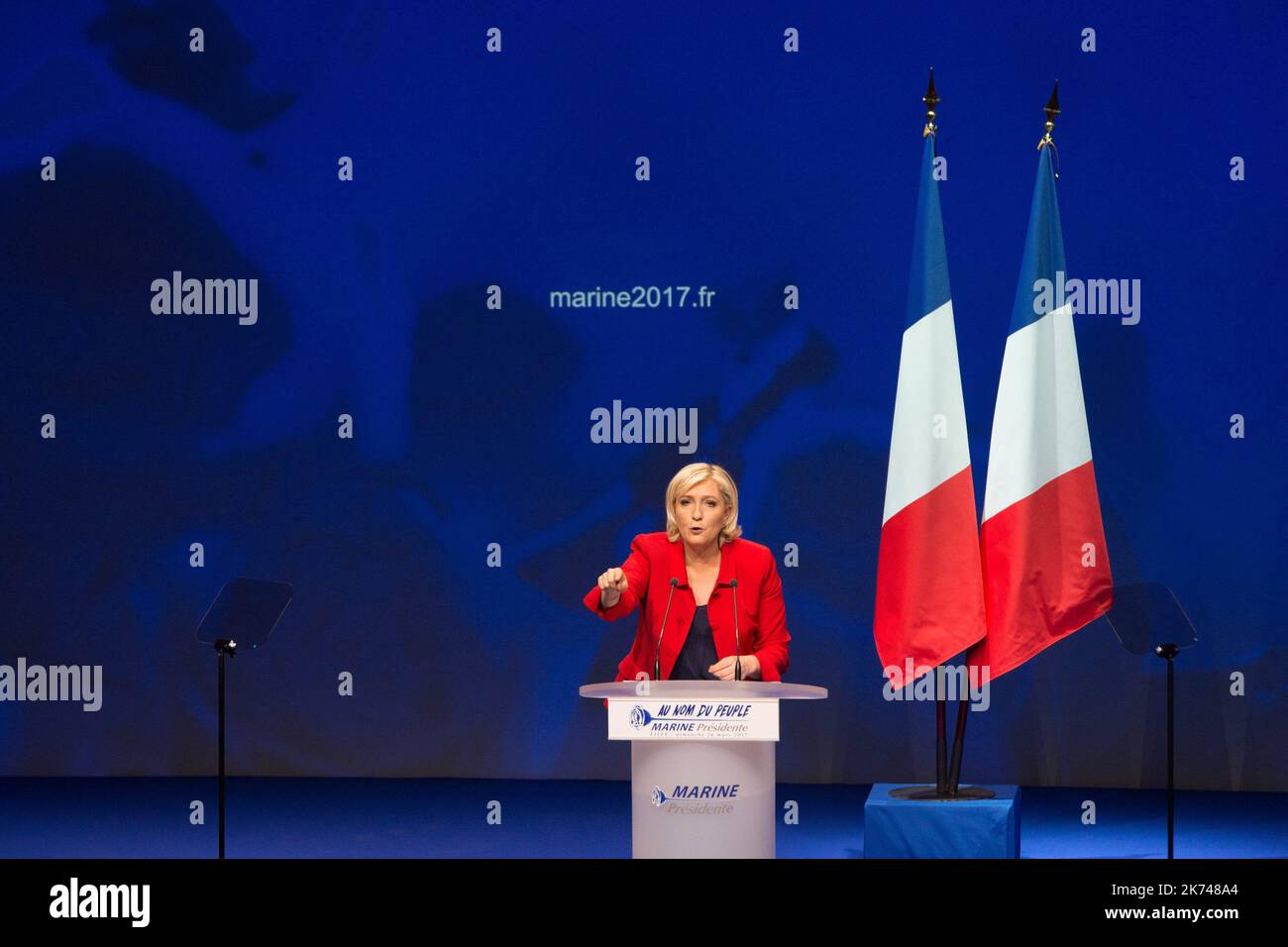 Meeting of Marice Le Pen in Lille (North of France), candidate of the