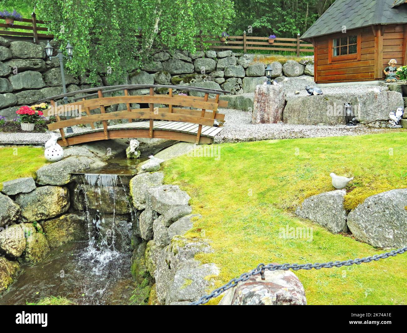 Typical garden of a house in Norway, Europe Stock Photo Alamy