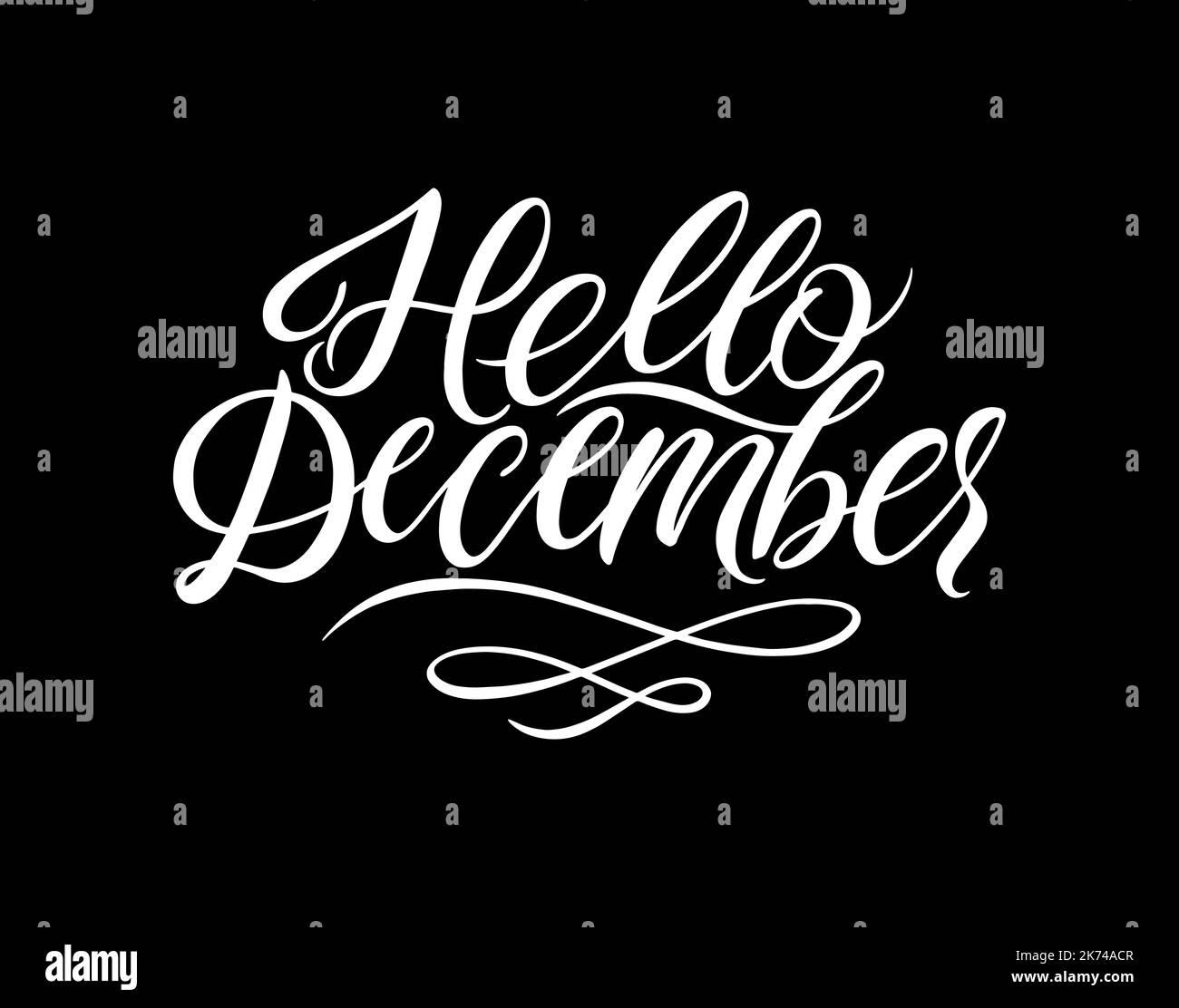 Hello December calligraphy. Vector illustration Stock Vector Image
