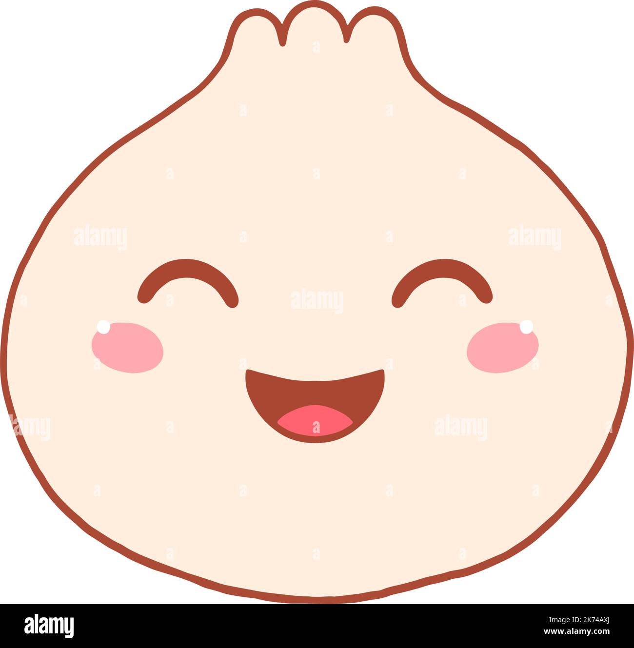 Cute kawaii Chinese dumpling. Vector illustration Stock Vector