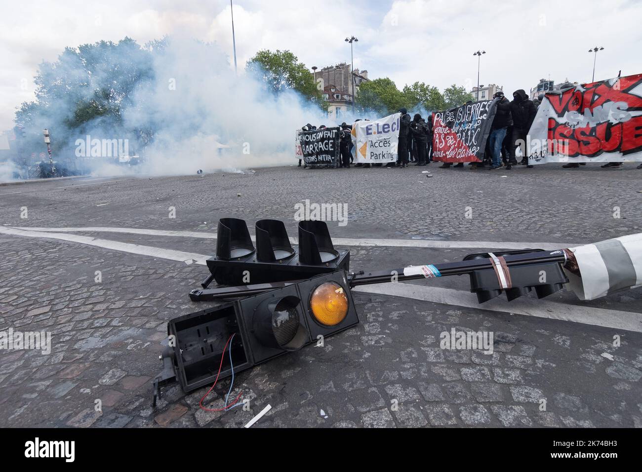 May day protest turn violent in the streets of paris Stock Photo Alamy