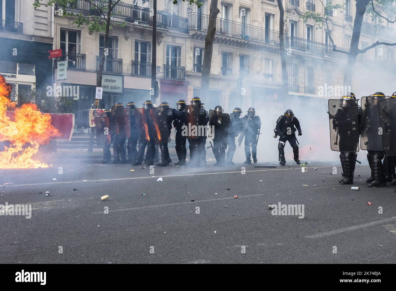 May day protest turn violent in the streets of paris Stock Photo Alamy