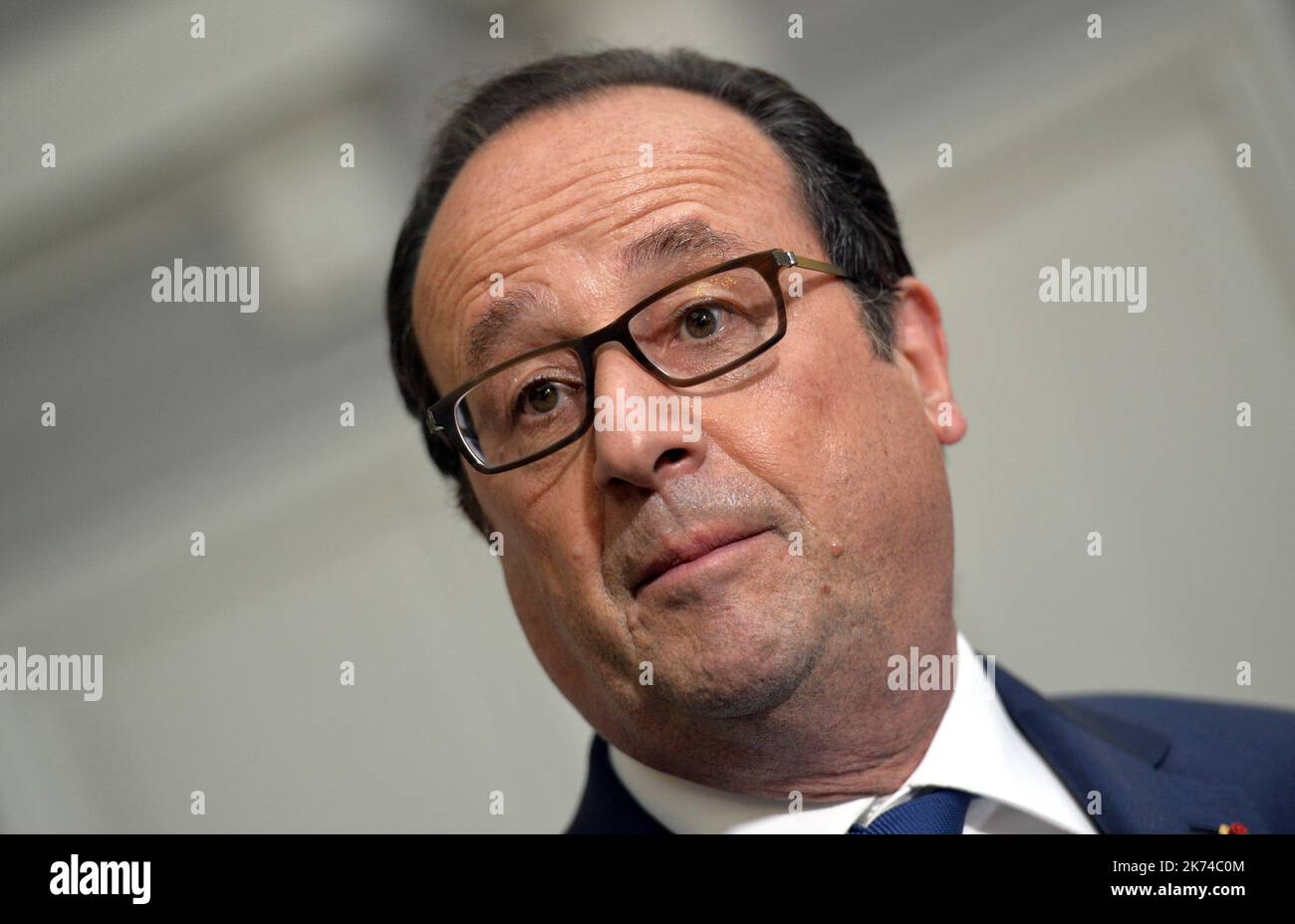 Alencon, France, may 4th 2017 French president François Hollande in