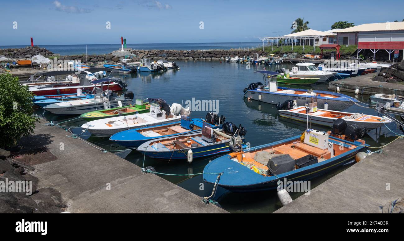 Harbour at Porte de Baille Argent on the French West Indies island of Guadeloupe Stock Photo