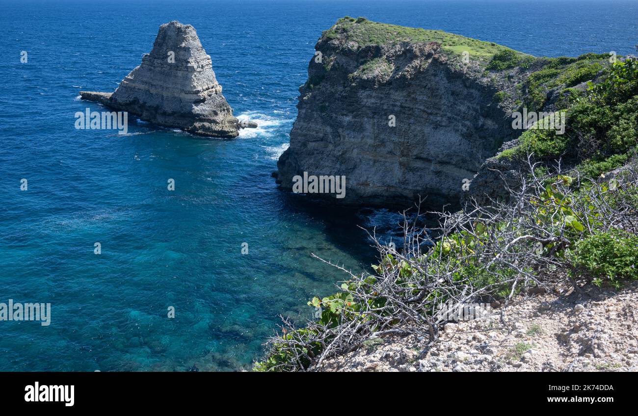 Coastline at Pointe du Piton on the French West Indies island of