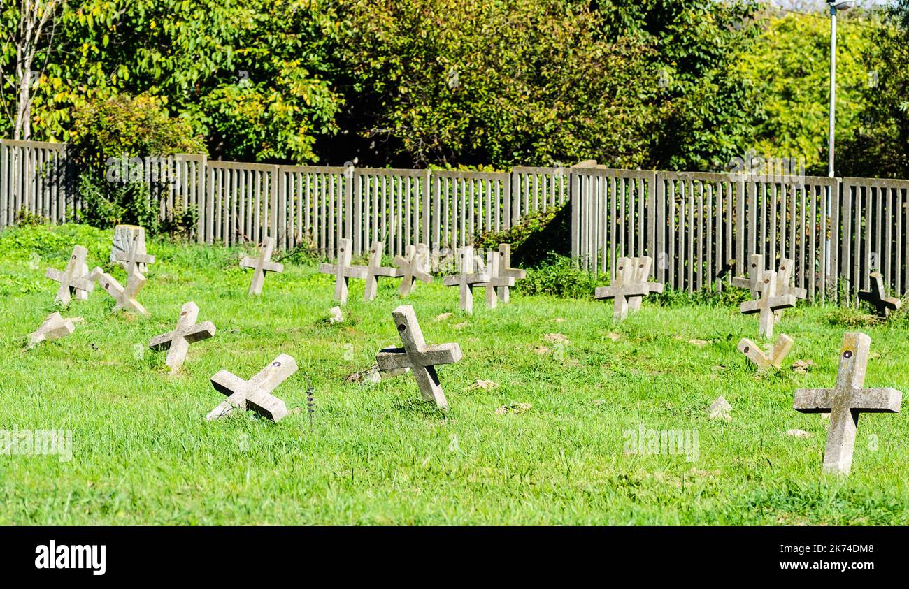 The old military cemetery at Tranžament, Petrovaradin. A panoramic view