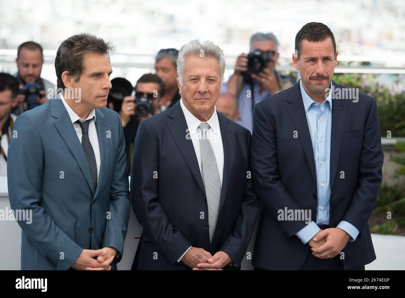 Actors Ben Stiller and actor Dustin Hoffman attend 'The Meyerowitz