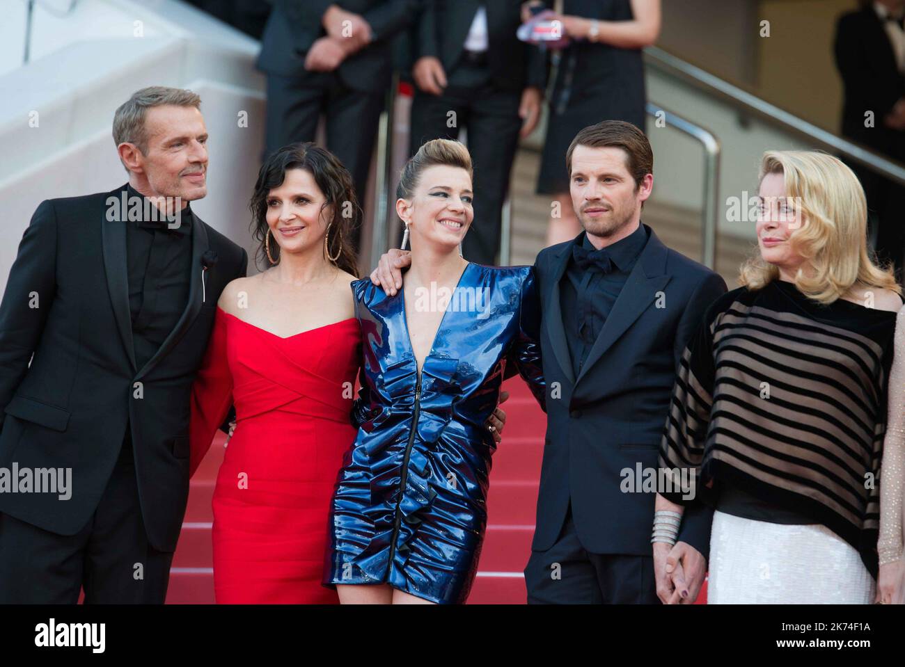 Catherine Deneuve, Juliette Binoche, and Lambert Wilson attend the 'The Killing Of A Sacred Deer' screening during the 70th annual Cannes Film Festival at Palais des Festivals  Stock Photo