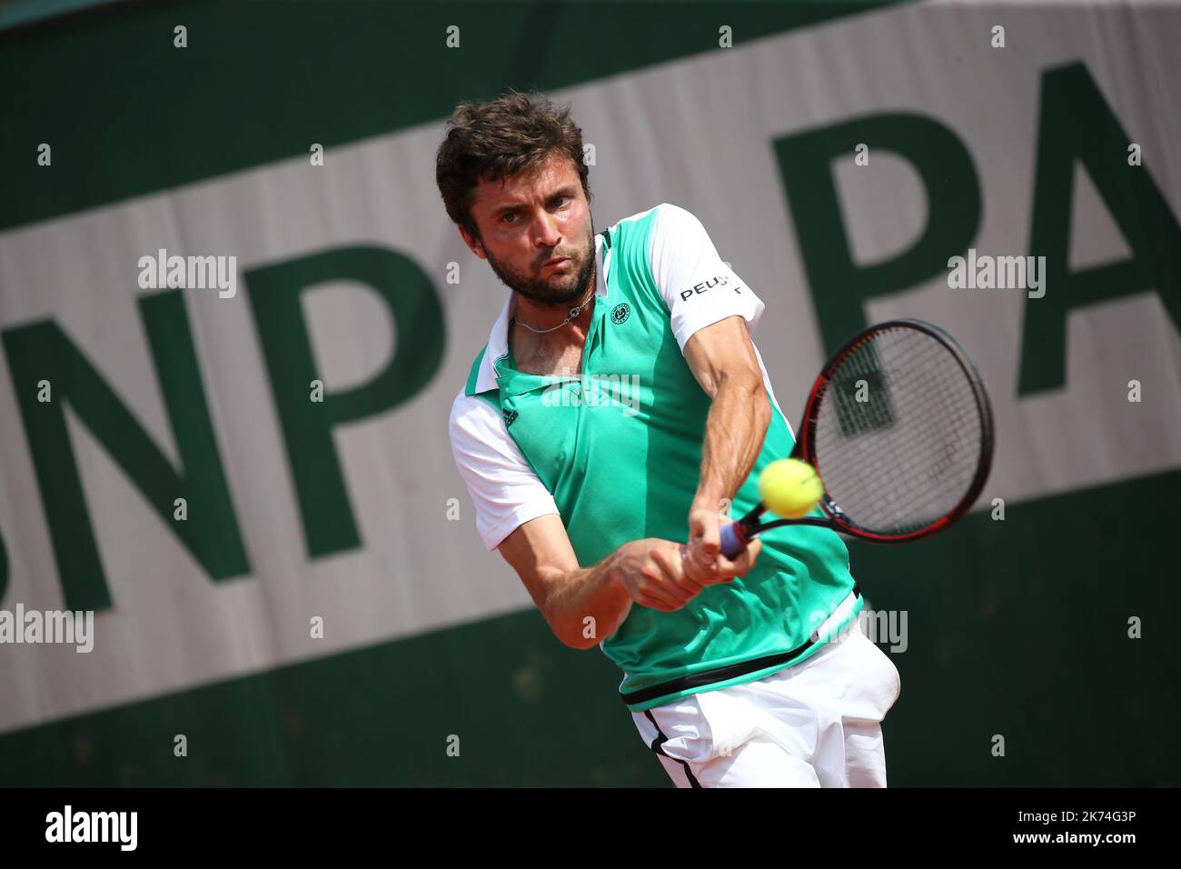 ©PHOTOPQR/LE PARISIEN ; TENNIS ROLAND GARROS 2017 / 1ER TOUR / GILLES SIMON (PHOTO) vs nikoloz BASILASHVILI  PARIS 29/05/2017 ©A JOURNOIS   ROLAND-GARROS 22 MAY - 11 JUNE 2017 Stock Photo