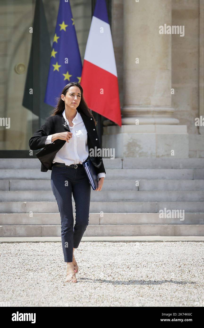 ©Thomas Padilla/MAXPPP -   22/06/2017 ; Paris FRANCE; SORTIE DU CONSEIL DES MINISTRES AU PALAIS DE L' ELYSEE. French Minister attached to the Minister of Ecological and Inclusive Transition Brune Poirson leaves the Elysee Palace in Paris after the first cabinet meeting of the French new government on June 22, 2017. Stock Photo
