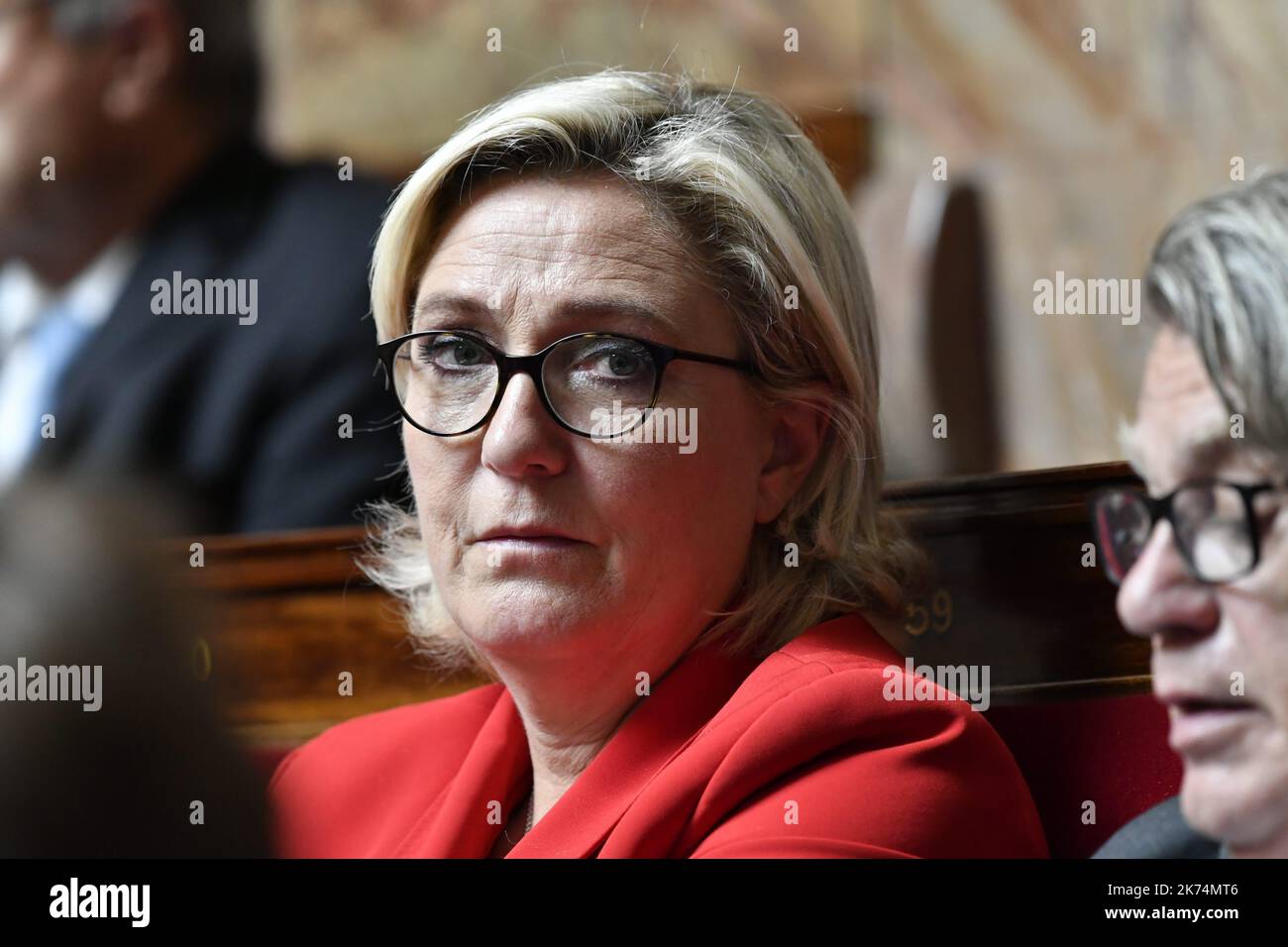 Marine Le Pen during the general policy speech of Edouard Philippe at