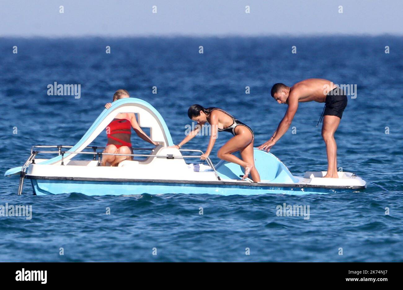 Kourtney Kardashian, her boyfriend Younes Bendjima and friends Stock Photo
