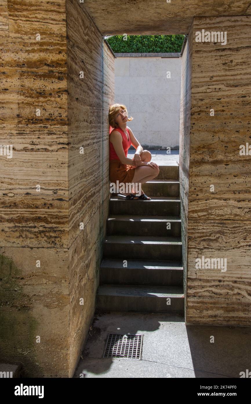 Blond european woman on a summer day Stock Photo