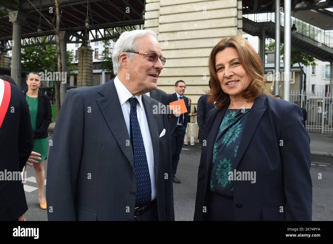 Ceremony commemorating the 75th anniversary of the Vel d'Hiv roundup French President Emmanuel Macron marked  75 years since the roundup of some 13,000 Jews to be sent to Nazi death camps. Eric de Rothschild and Aliza Bin Noun attend the ceremony of ' Velodrome d'Hiver ', Paris, France, 15/07/2017 POOL/Erez Lichtfeld/MAXPPP Stock Photo