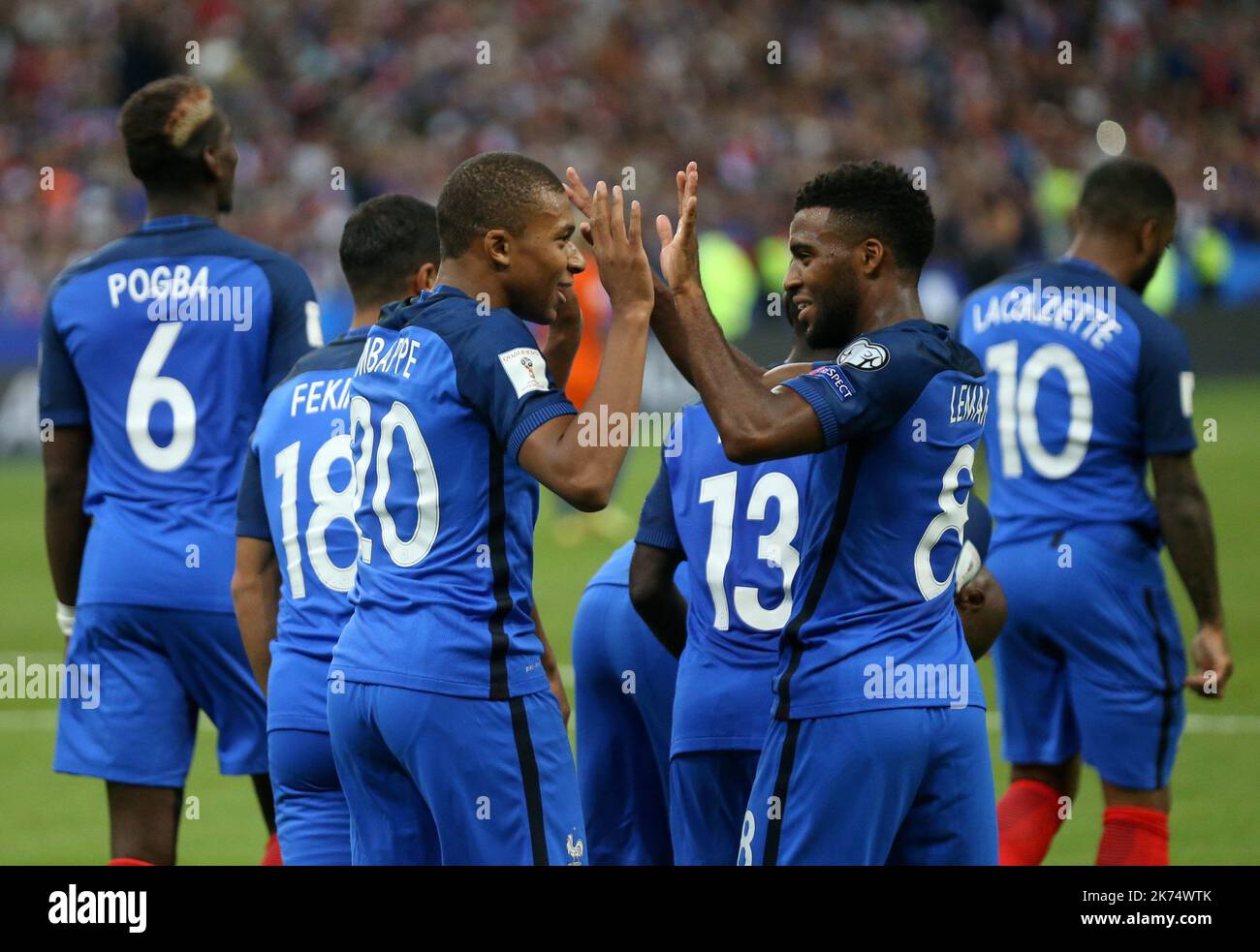 France's Kylian Mbappe (left) and France's Thomas Lemar    Stock Photo