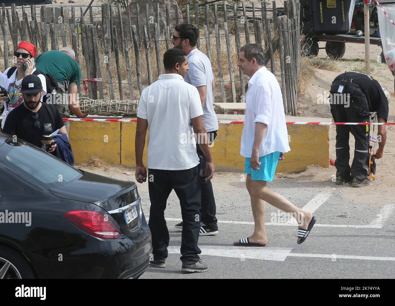 Rowan Atkinson filming on the set of Johnny English 3 at Saint-Aygulf in Frejus, France, September 26th 2017 Stock Photo