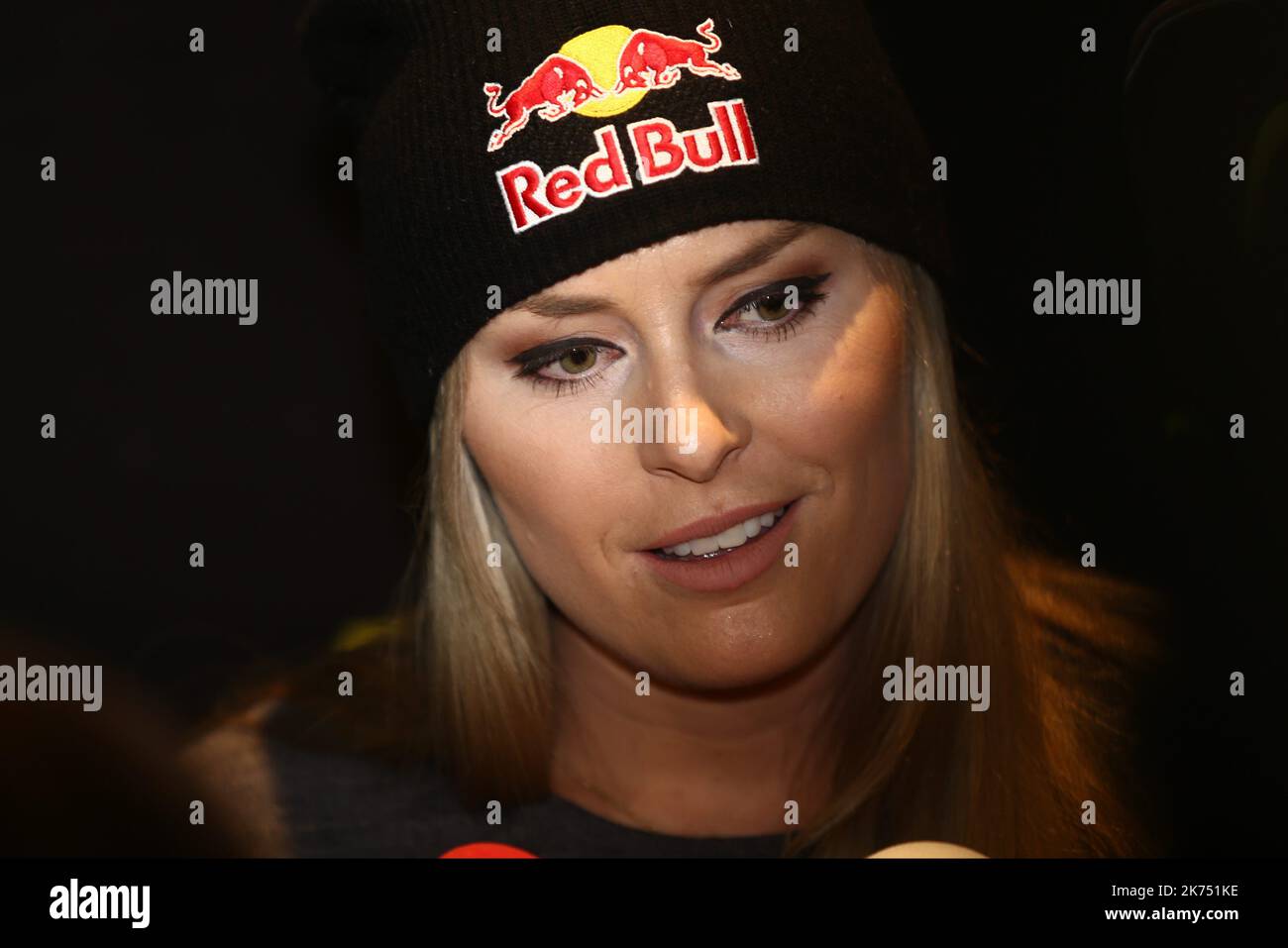 Lindsey Vonn attends the Head Skis press conference 2 days before the Opening of the Alpine Ski World Cup in Solden on October 26, 2017 Stock Photo