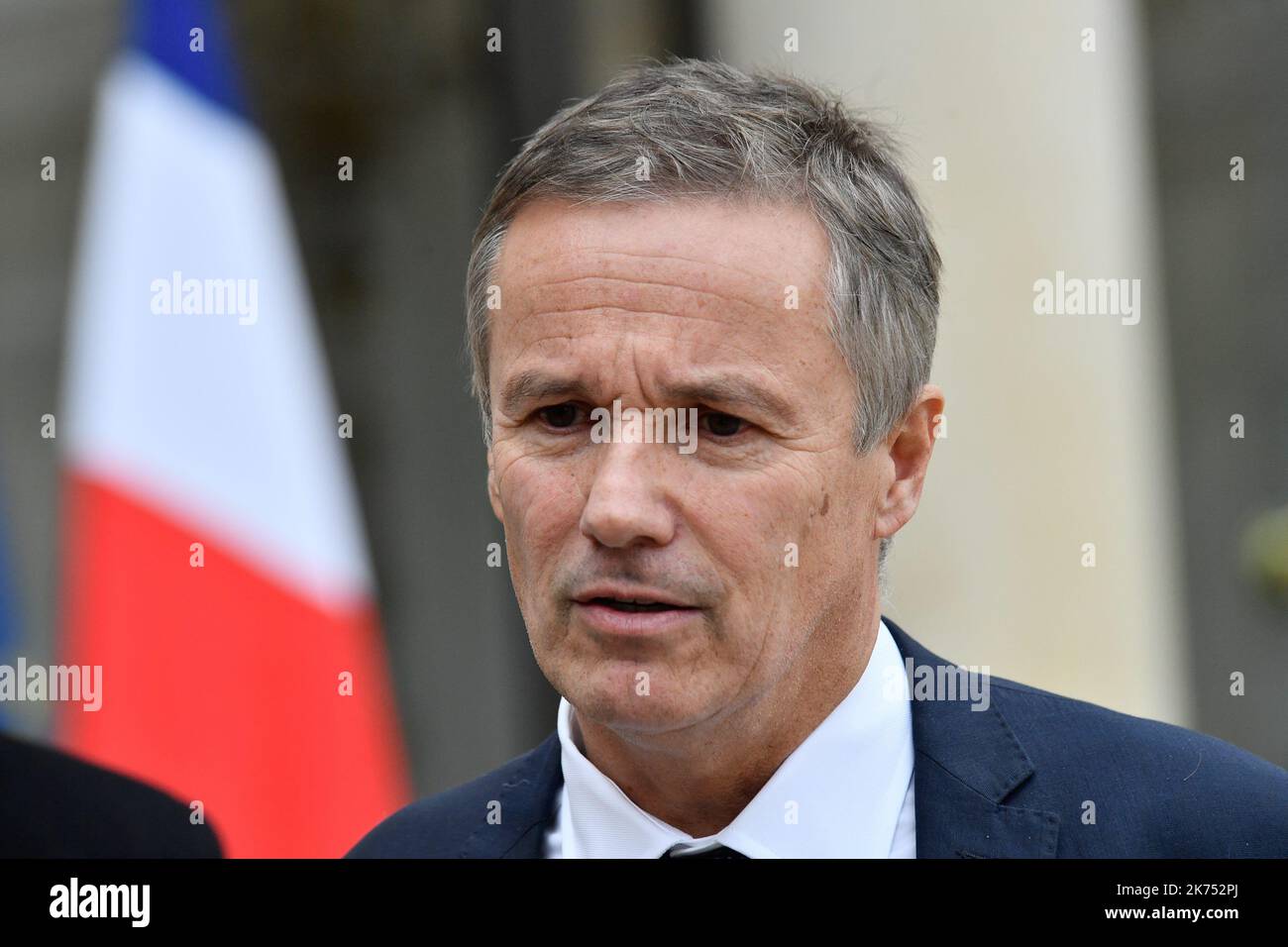 Nicolas DUPONT-AIGNANT, President of Debout France. The President of the Republic will receive Monday, November 20 and Tuesday, November 21, the President of the Senate and the Speaker of the National Assembly. It will also receive the heads of all national political parties and movements represented in Parliament to consult on the organization of the elections for the next European elections. Stock Photo