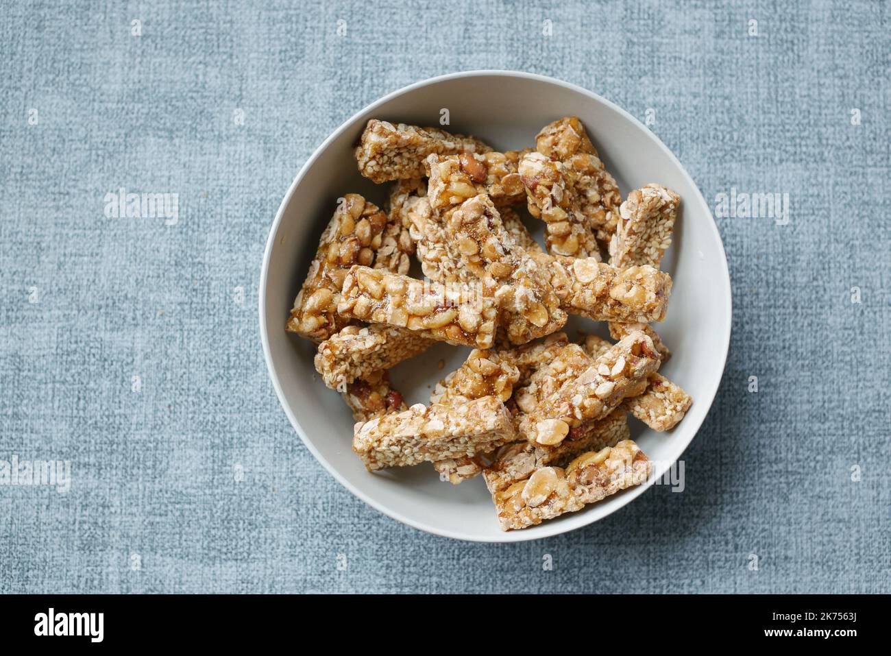 peanuts sweet candy in a bowl on table  Stock Photo