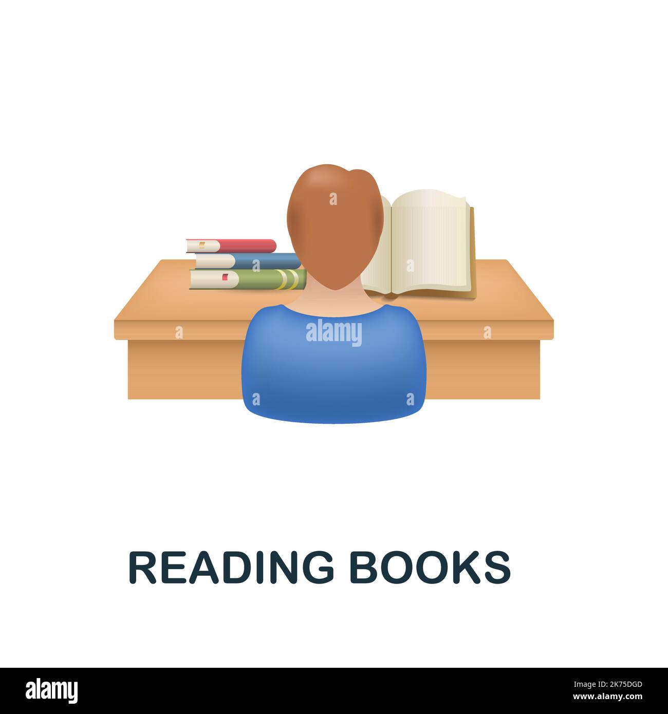 Reading Books icon. 3d illustration from back to school collection. Creative Reading Books 3d icon for web design, templates, infographics and more Stock Vector