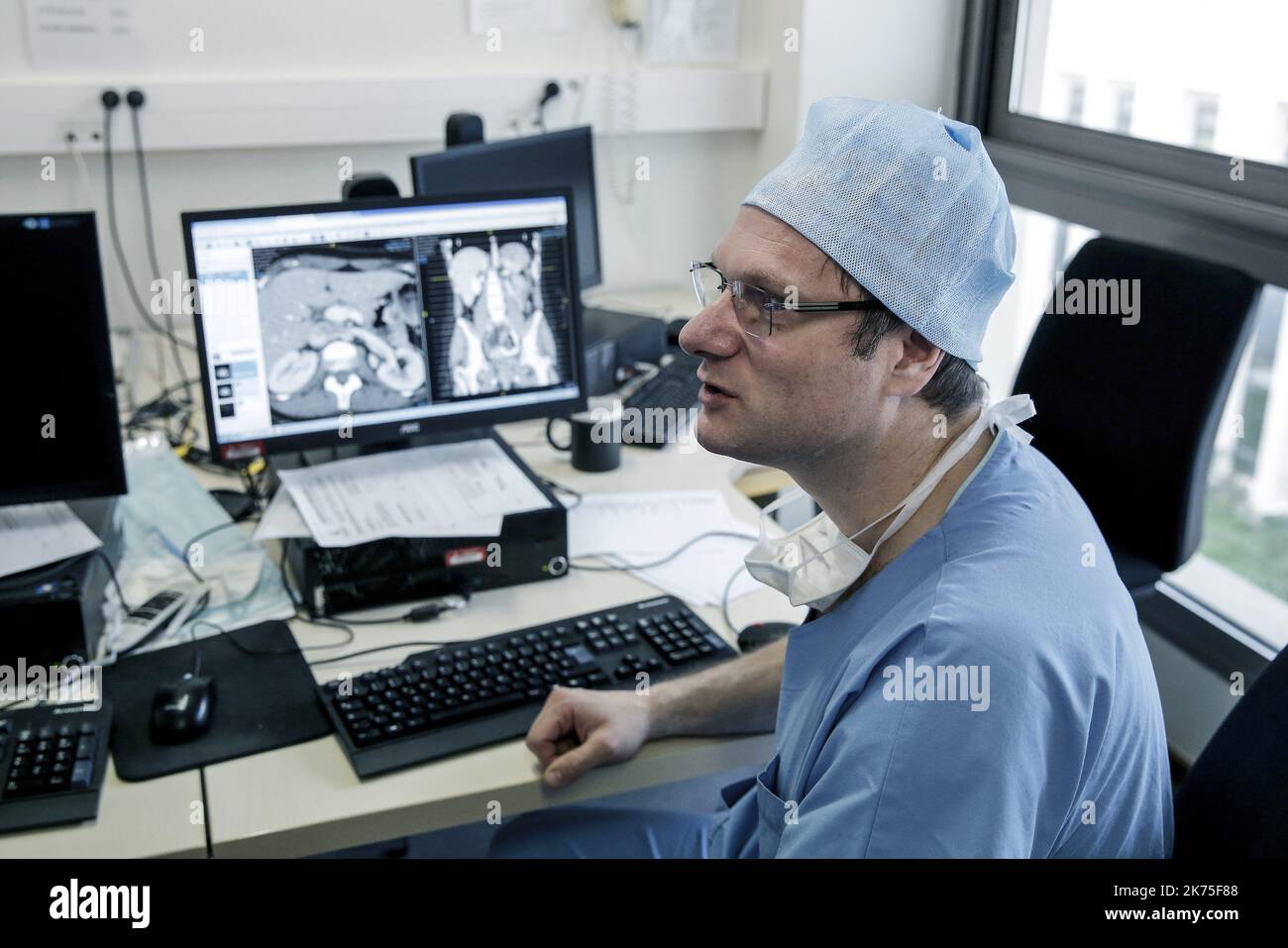Robotic surgical operation at the Lyon Sud hospital The operating