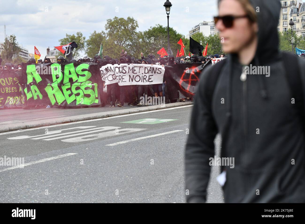 May day protests in paris stock photo alamy