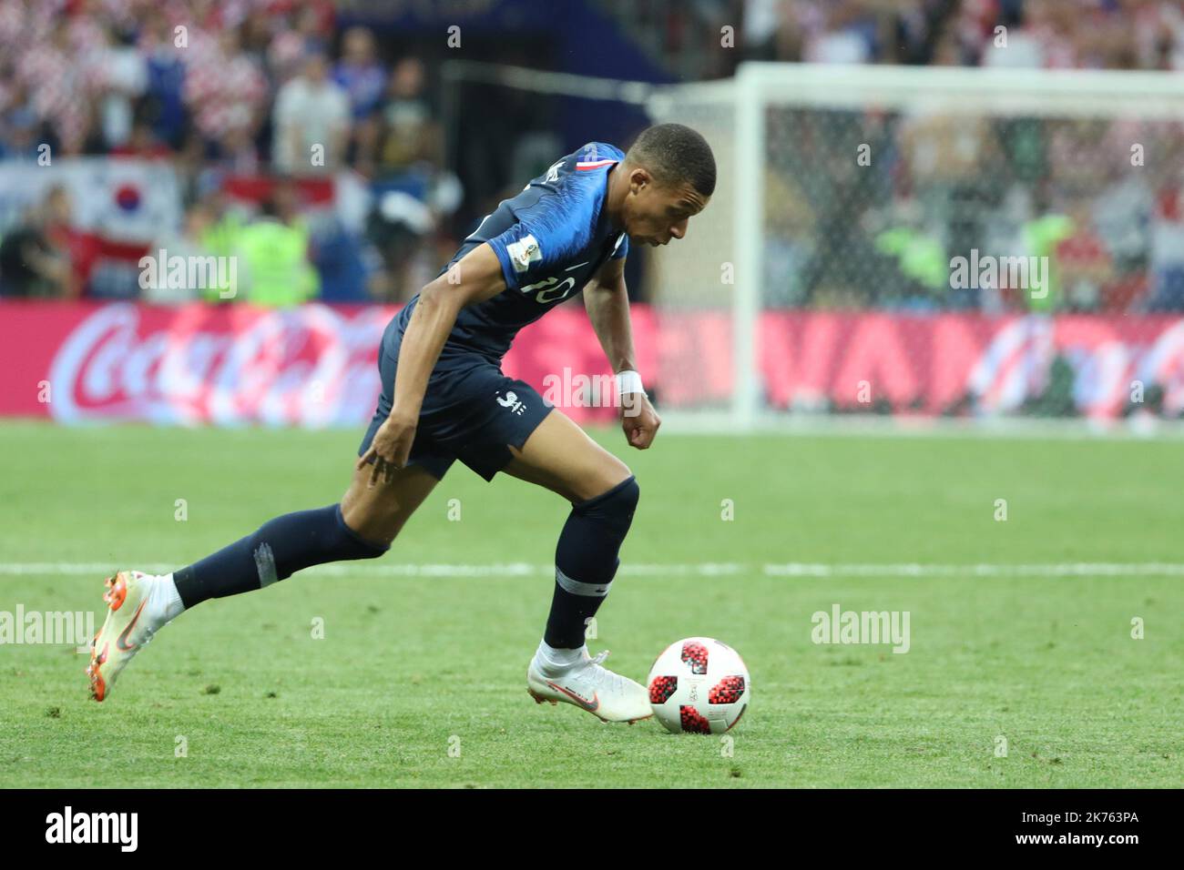 FIFA World Cup Russia 2018, Final Football Match France versus Croatia, France is the new World Champion. France won the World Cup for the second time 4???2 against Croatia. Pictured: Kylian Mbappe © Pierre Teyssot / Maxppp Stock Photo