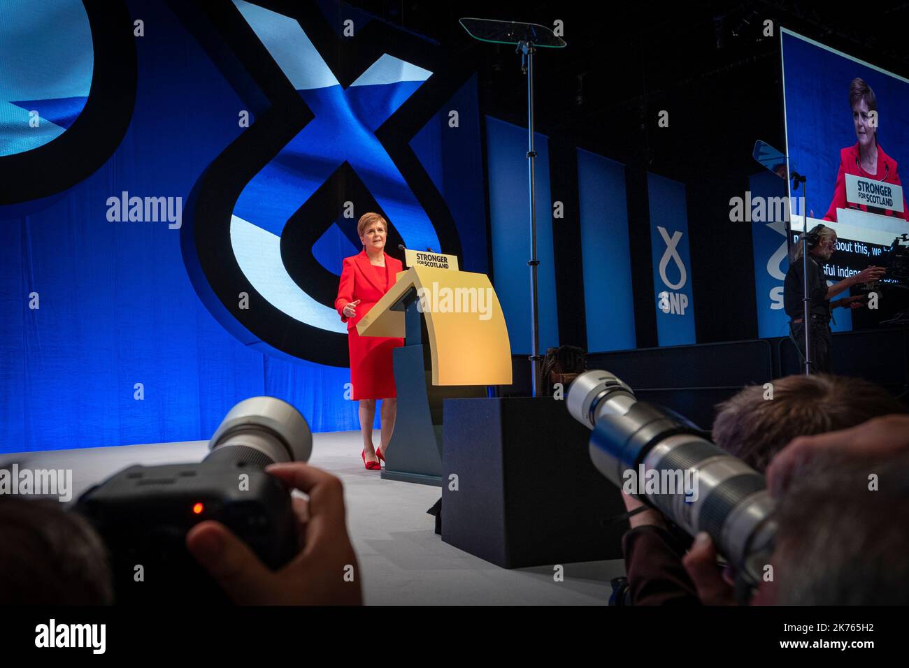 SNP Conference 2022, Aberdeen. Keynote speech by First Minister Nicola Sturgeon Stock Photo