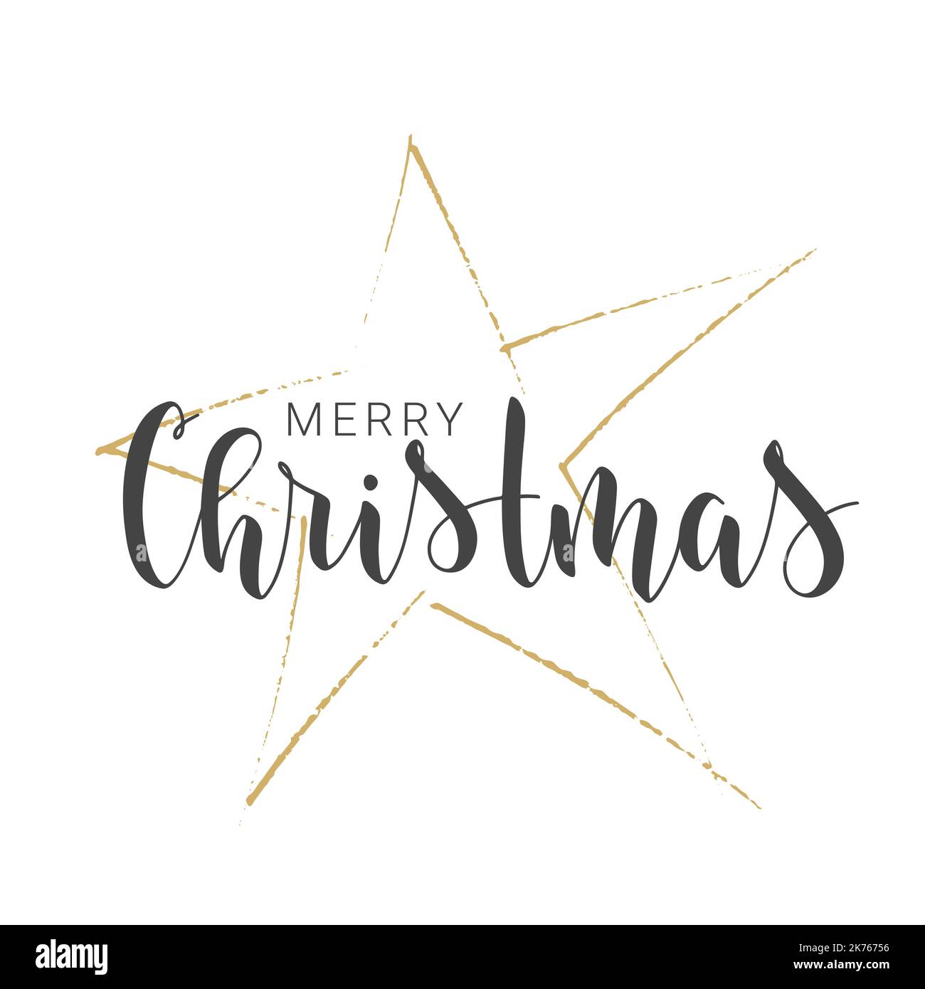 Vector Illustration. Handwritten Lettering of Merry Christmas. Template