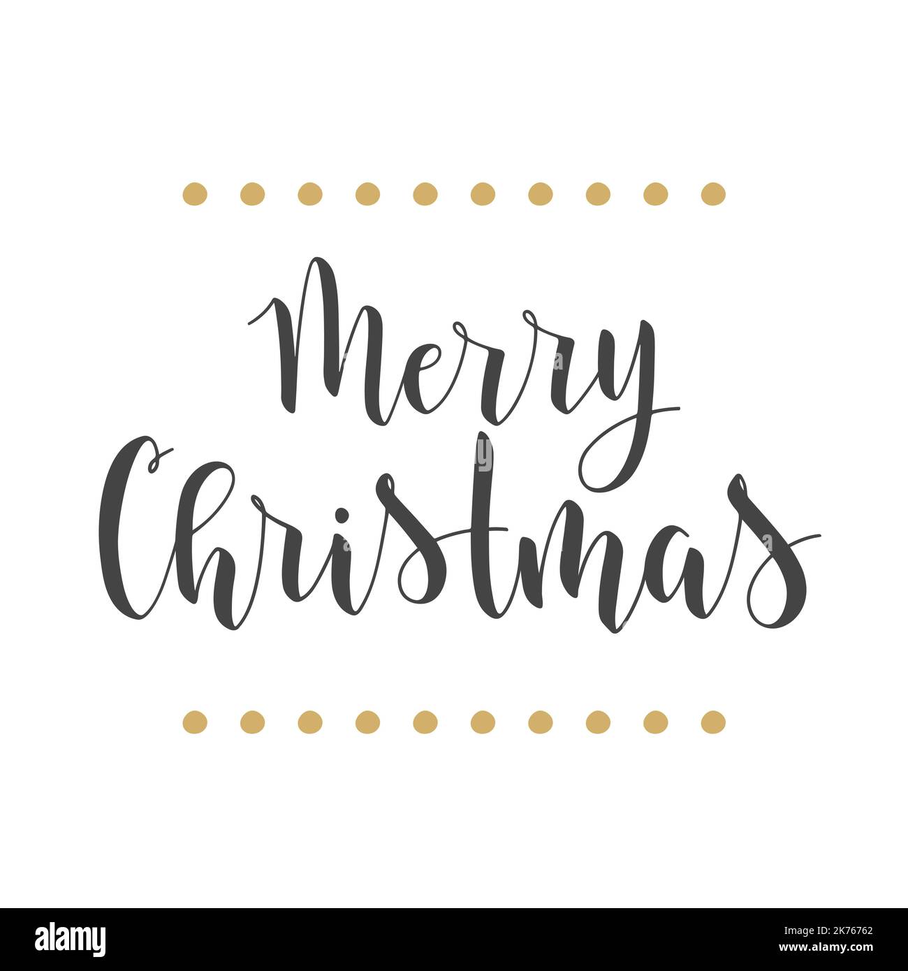 Vector Illustration. Handwritten Lettering of Merry Christmas. Template for Greeting Card or Invitation. Objects Isolated on White Background. Stock Vector