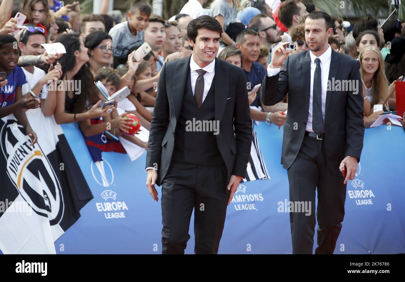 Kaka arriving for the Champions League draw at Monaco's Grimaldi Forum Stock Photo