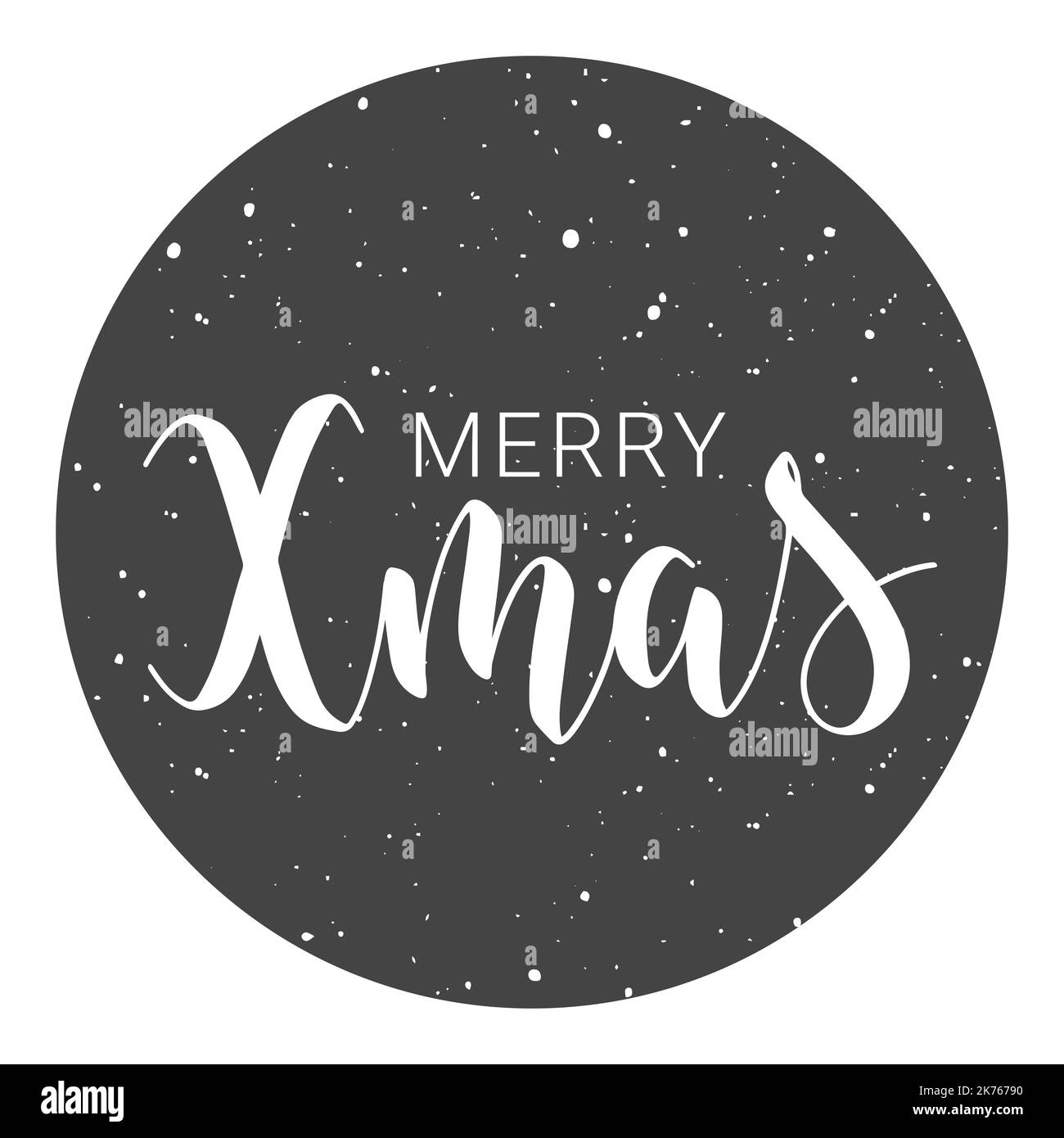 Vector Illustration. Handwritten Lettering of Merry Xmas. Template for Greeting Card or Invitation. Objects Isolated on White Background. Stock Vector