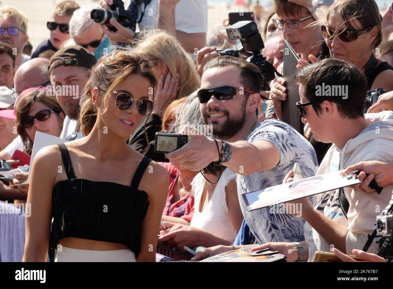 Kate Beckinsale attending a photocall during the 44th Deauville