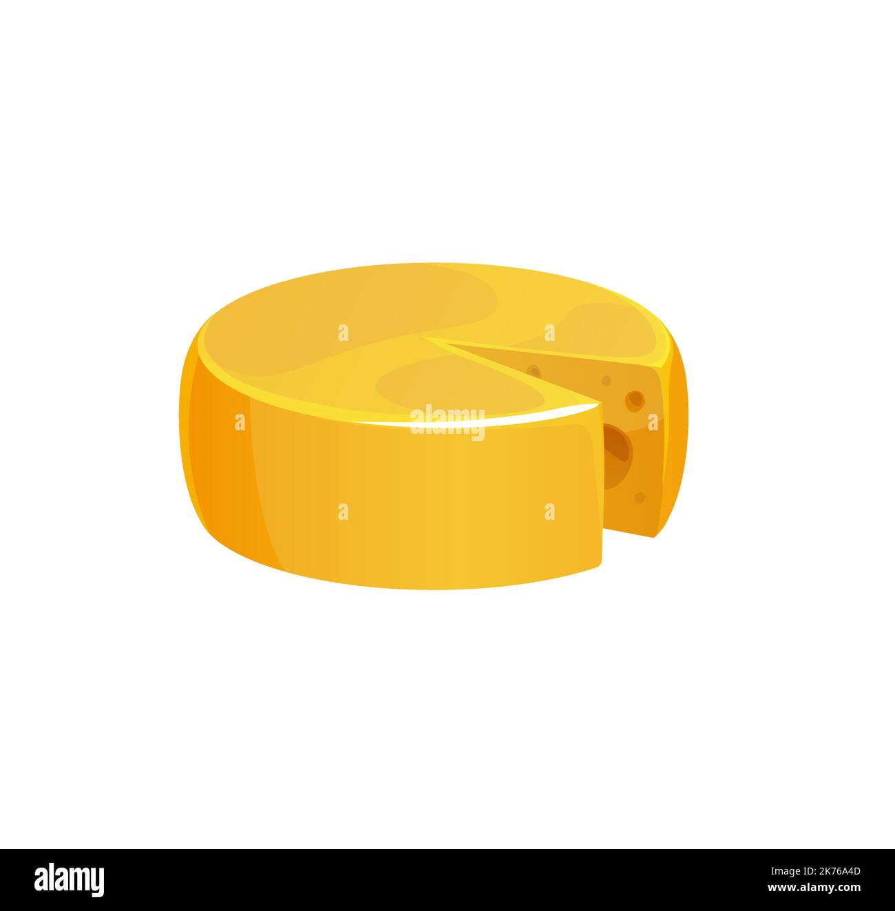 Cartoon round Maasdam cheese. Emmental, Parmesan or Cheddar Swiss hard