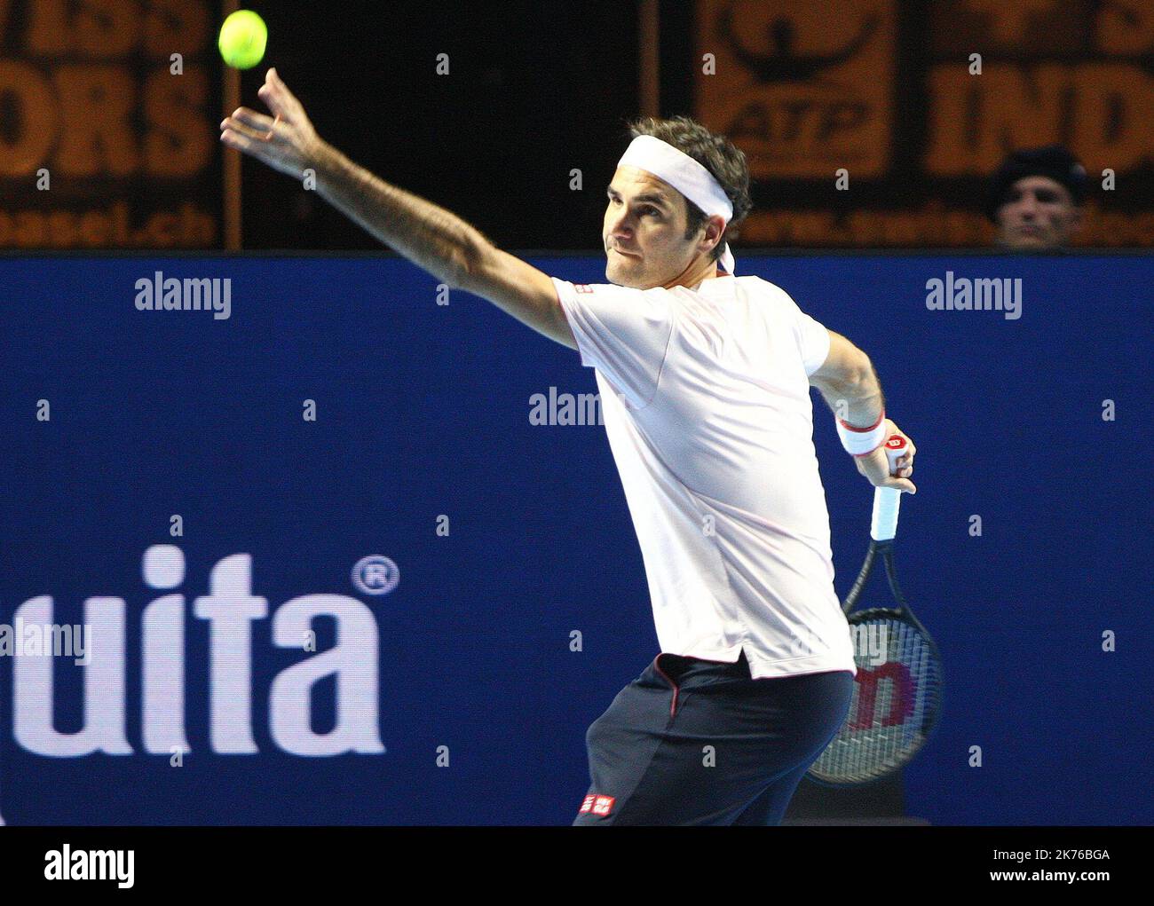 Roger Federer at the Swiss Indoors ATP 500 event in Basel Stock Photo ...