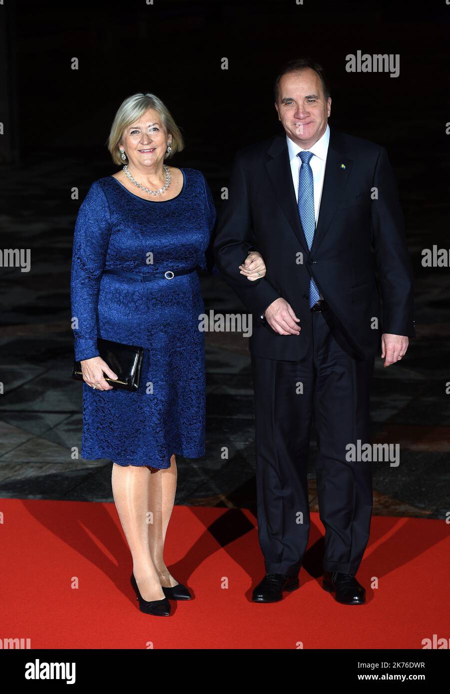 Stefan Löfven et sa femme Ulla Löfven attending at State diner during the ceremonies marking the 100th anniversary of the 11 November 1918 armistice, ending World War I  at the Musee d'Orsay in Paris on November 10, 2018  Stock Photo
