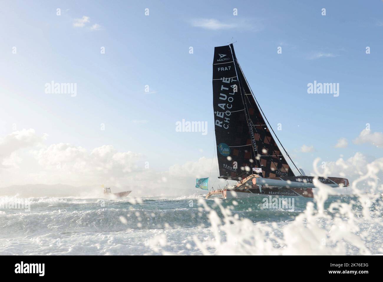 Armel Tripon, skipper of Multi50 Chocolat Réauté, third in the scratch ...