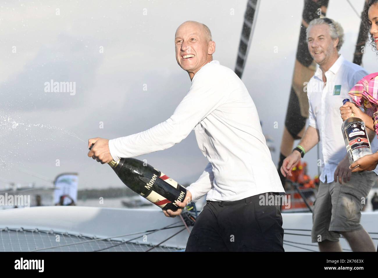 Armel Tripon, skipper of Multi50 Chocolat Réauté, third in the scratch ...