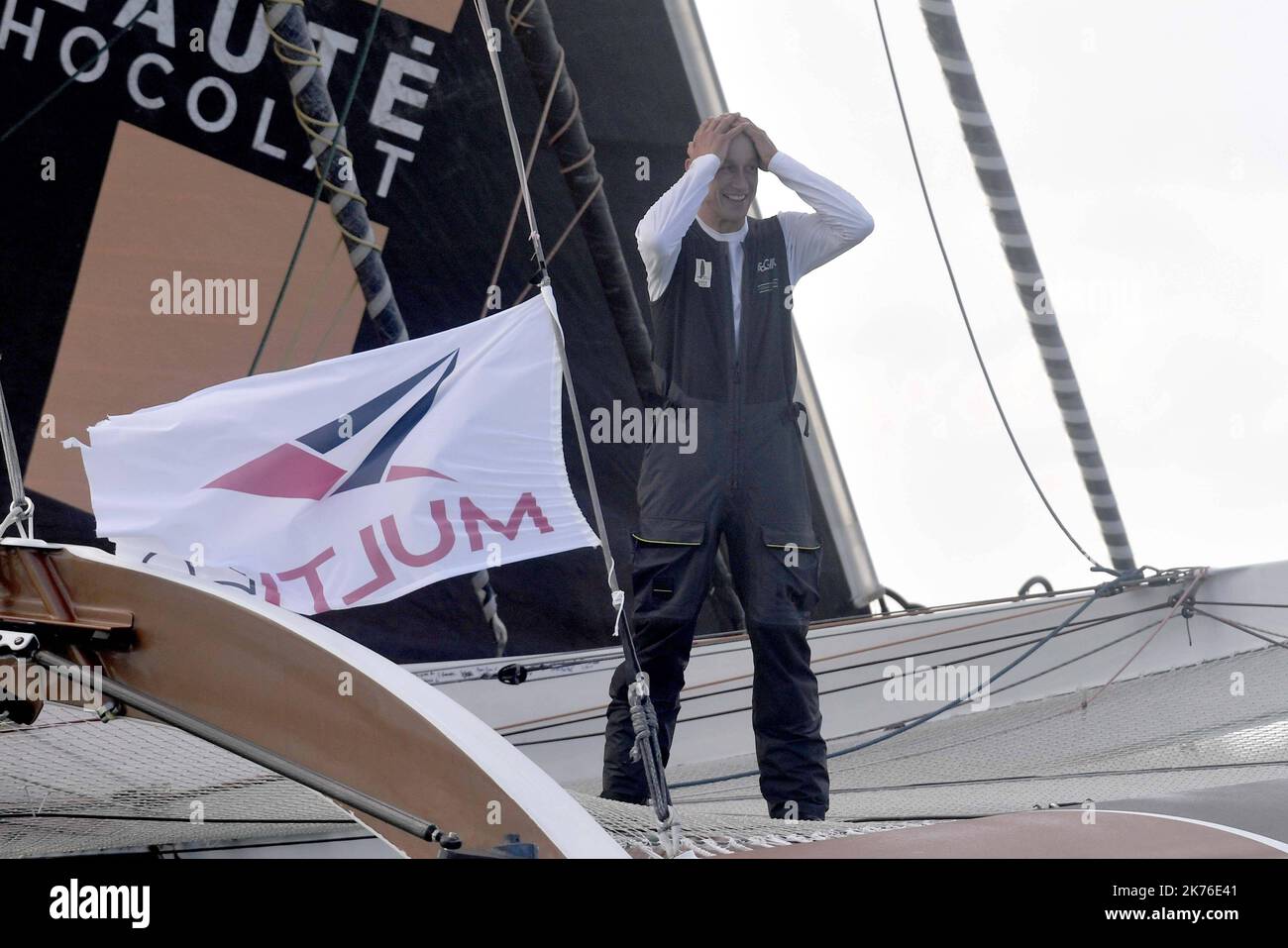Armel Tripon, skipper of Multi50 Chocolat Réauté, third in the scratch ...