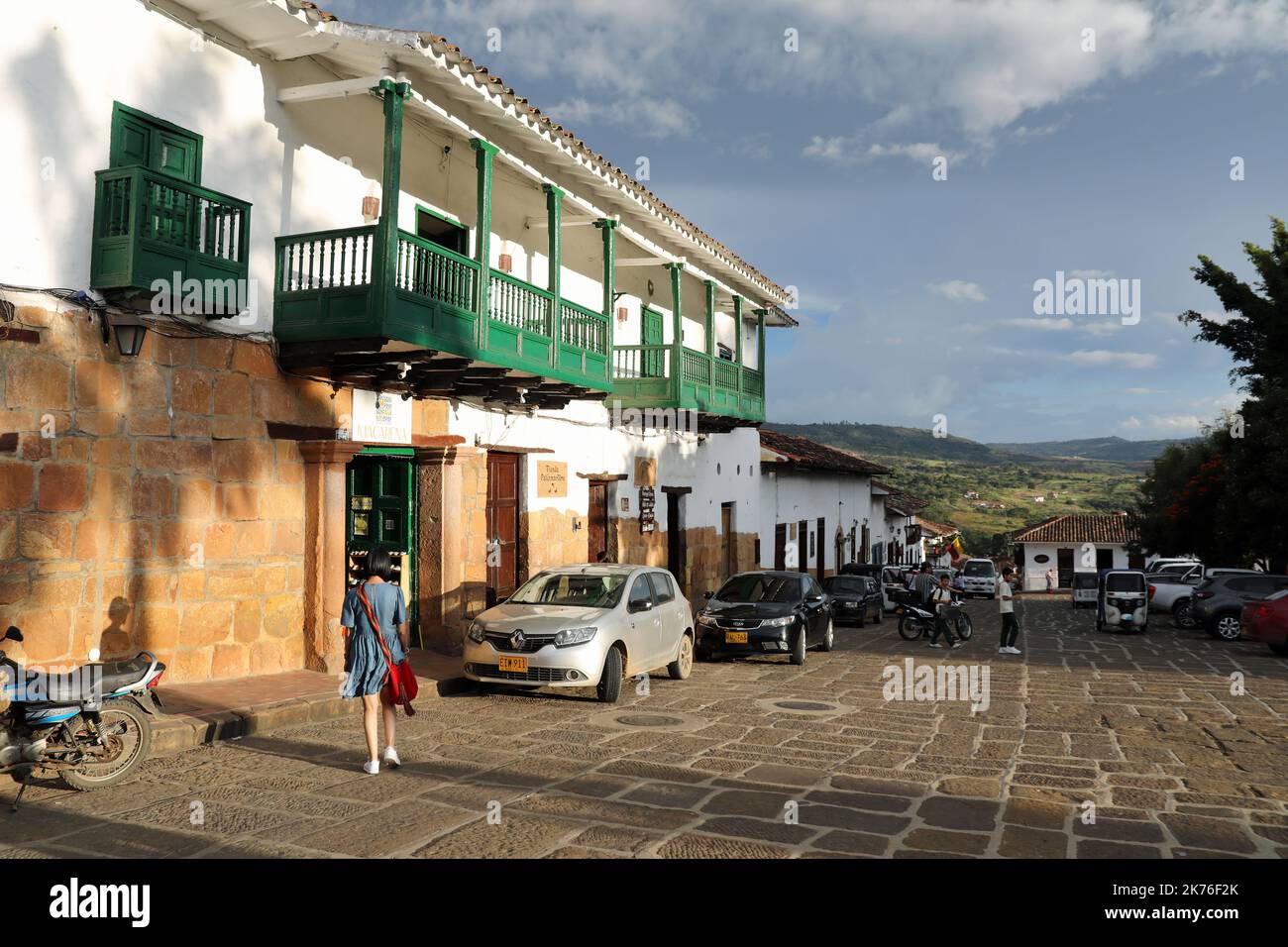 Colonial architecture at the Colombian town of Barichara Stock Photo