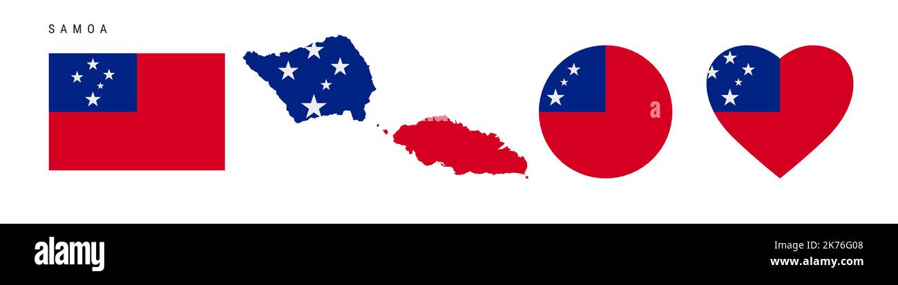 Samoa flag icon set. Samoan pennant in official colors and proportions ...