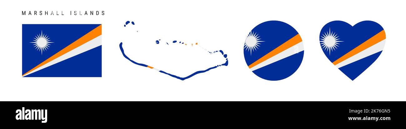 Marshall Islands flag icon set. Marshallese pennant in official colors