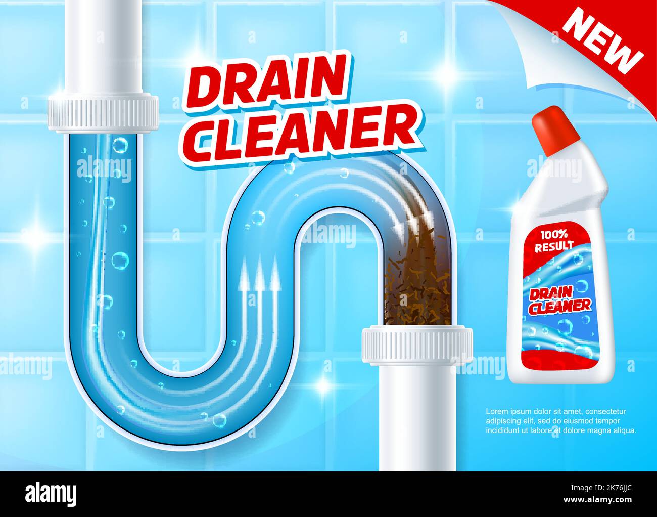 Pipe drain cleaner. Toilet tube cleanup agent cover, toilet or house