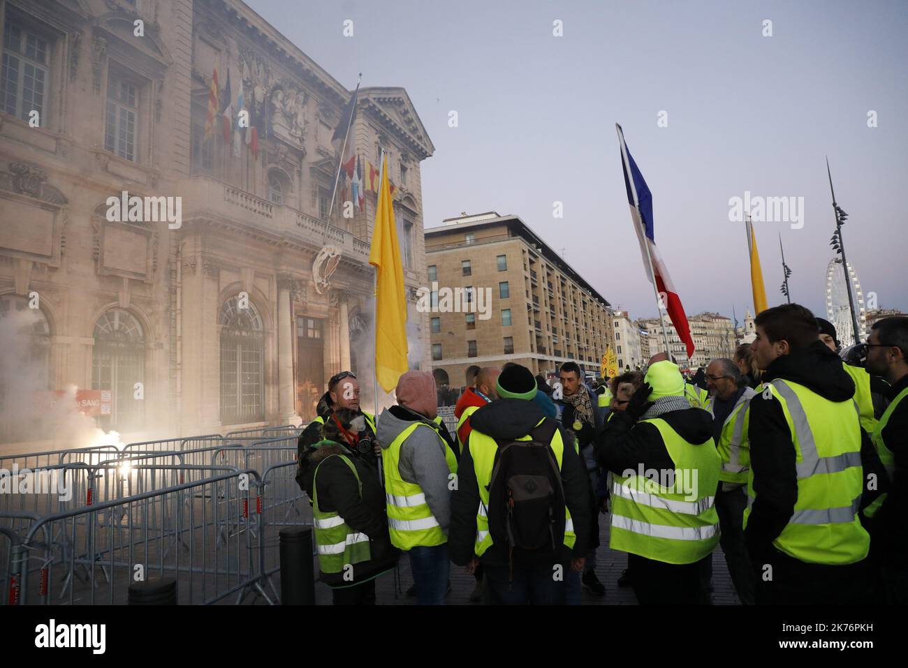PHOTOPQR/LA PROVENCE ; Mouvement national des Gilets jaunes Manifestation  dans le centre-ville de Marseille Rassemblement au départ de La Plaine  Marseille 12/01/2019 Manifestation of yellow vests, act IX. At least 84,000  protesters
