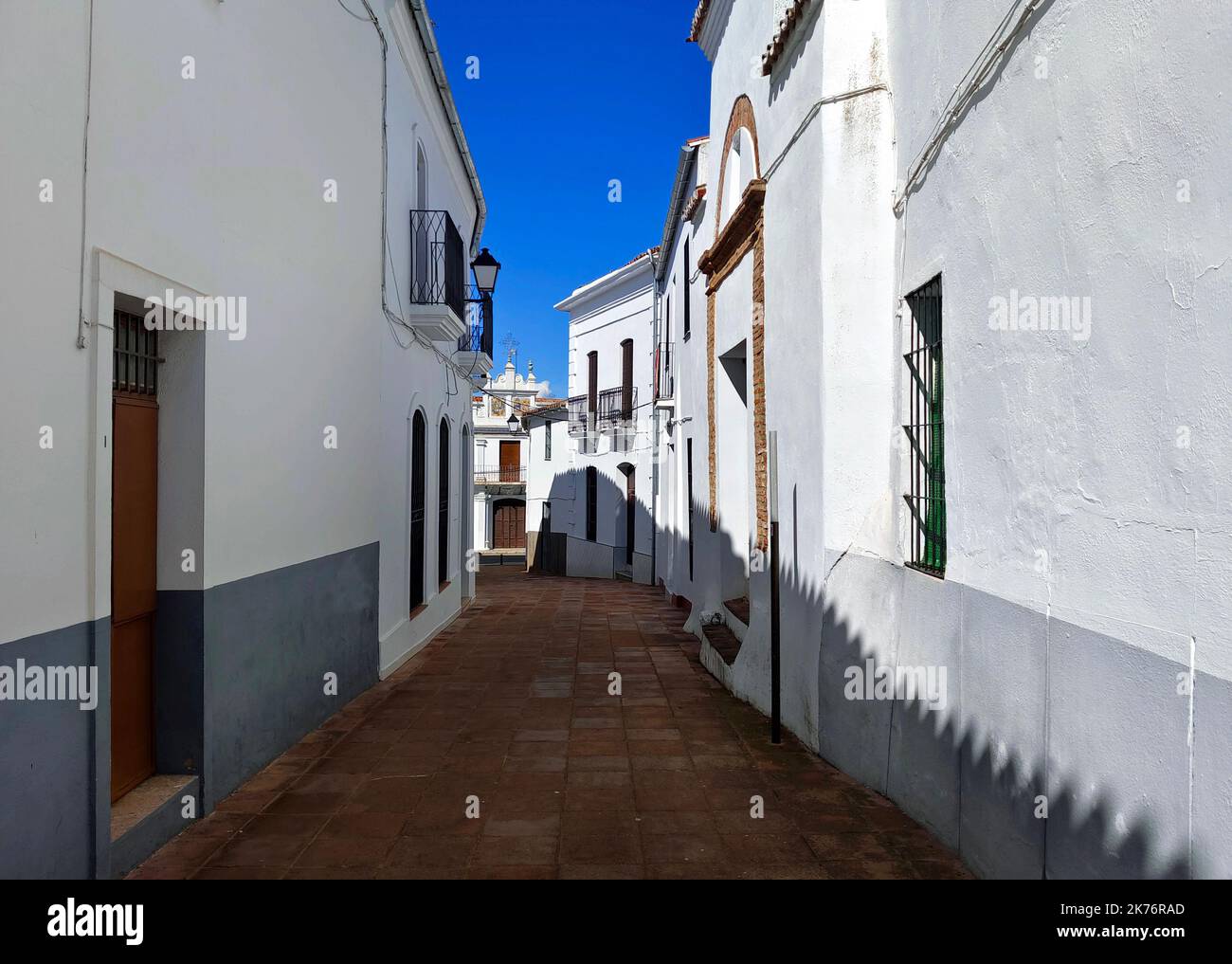 Street os Azuaga village in the spanish province of Badajoz in a sunny day. Stock Photo