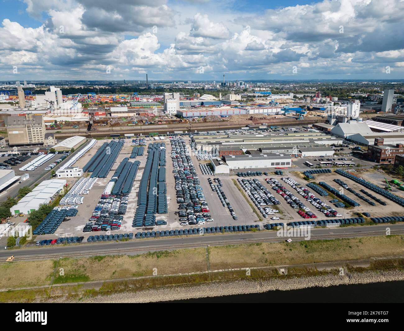 Car terminal in a port on the Rhine Stock Photo Alamy