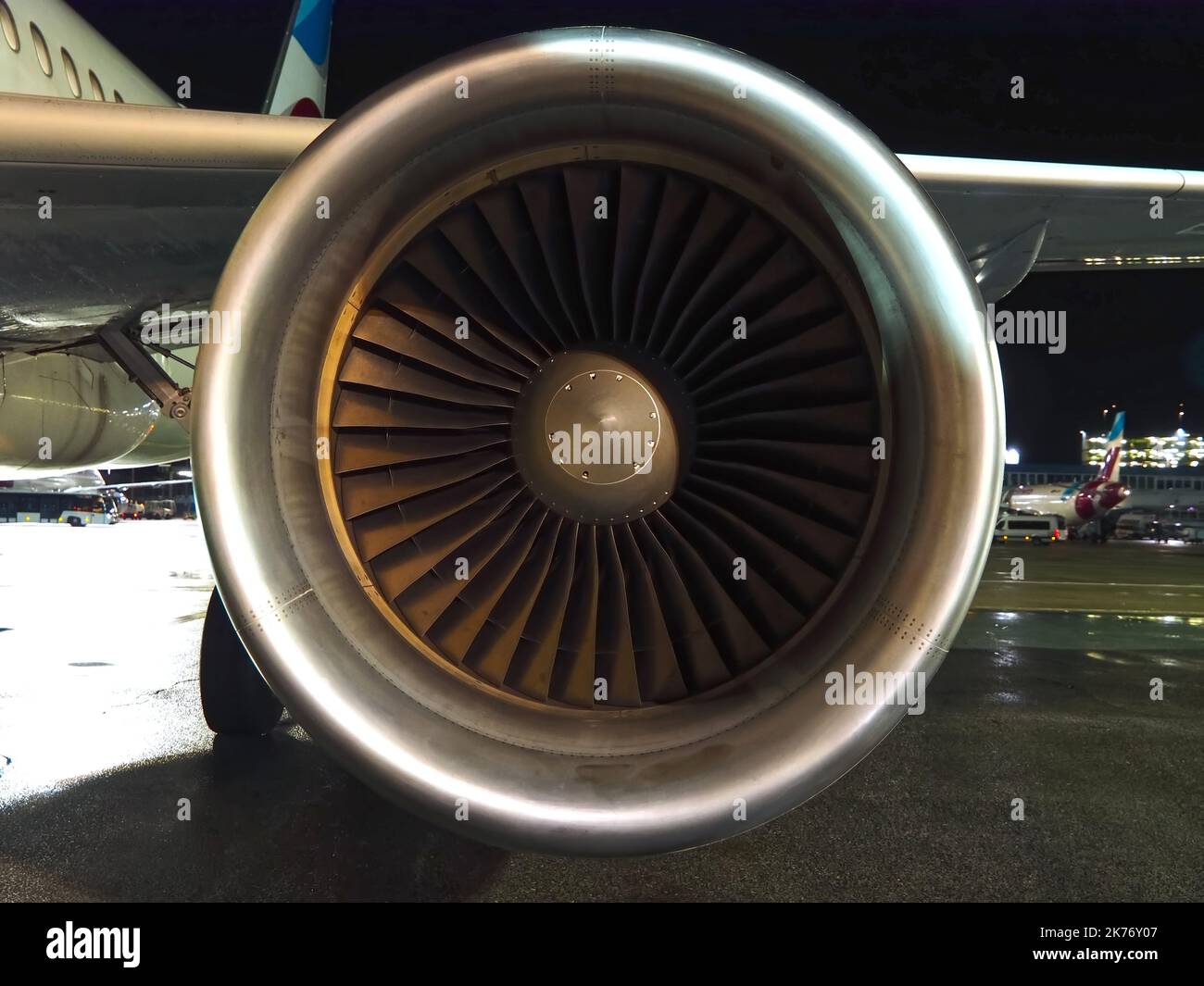 Eurowings Airplane at night at the airport Stock Photo