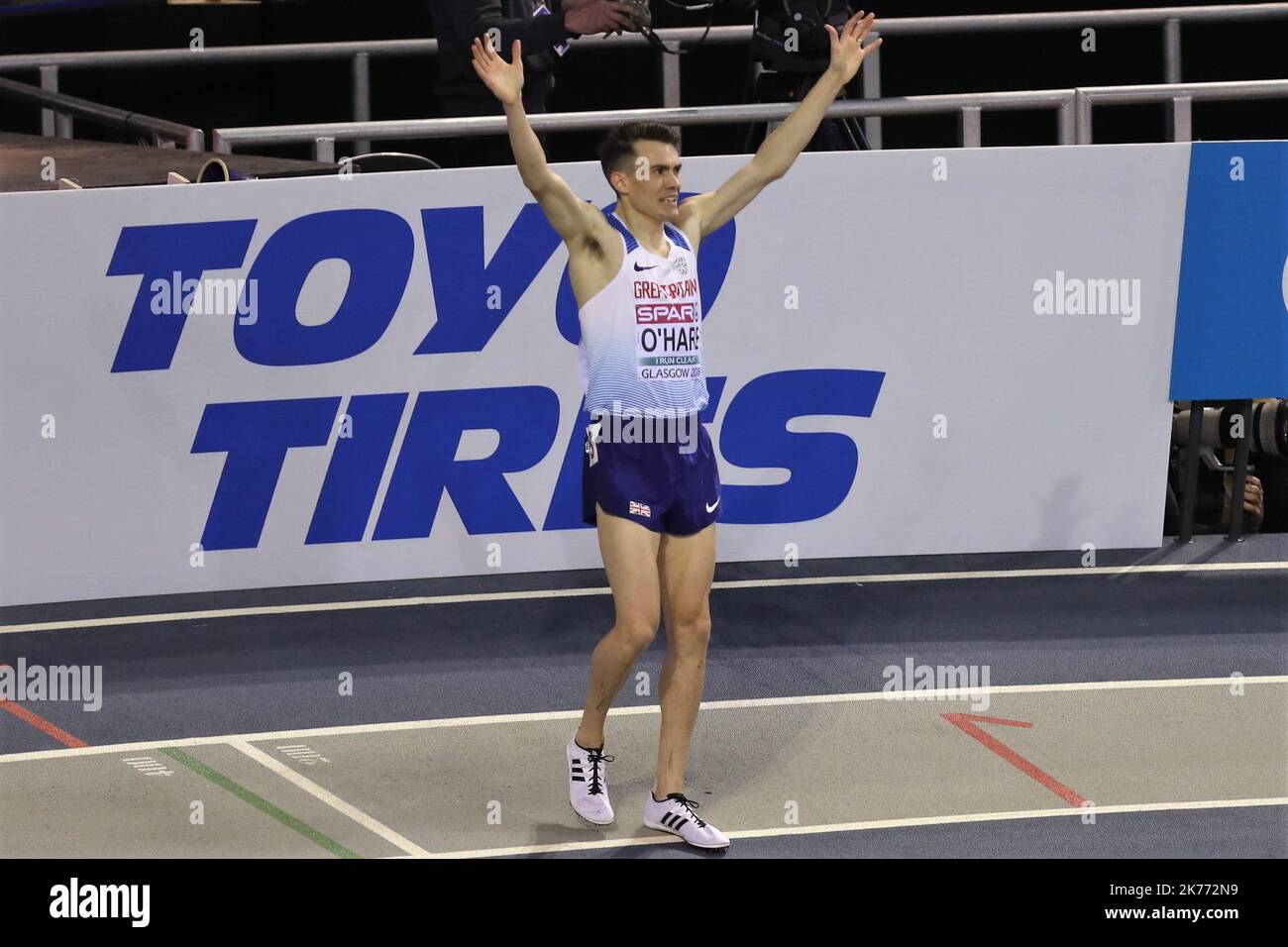 Chris  O'Hare of Great Britain 3000 m Final during the European Athletics Indoor Championships  Glasgow 2019 on March 2, 2019 at the Emirates Arena in Glasgow, Scotland - Photo Laurent Lairys / MAXPPP Stock Photo
